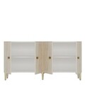 Consola, Hanah Home, Simple 150, 150x75x32 cm, White / Travertine / Gold