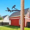 Obiect decorativ de grădină, Bird On The Branch 08, 45x20 cm, Negru