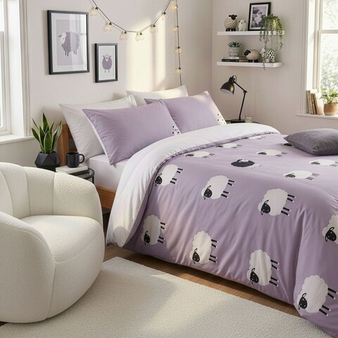 Lenjerie de pat pentru o persoana (DE), 2 piese, L'essentiel Maison, The Black Sheep, Lila