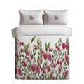Lenjerie de pat dubla King (FR), 3 piese, L'essentiel Maison, Tulipa, Crem / Roz / Burgundia / Verde