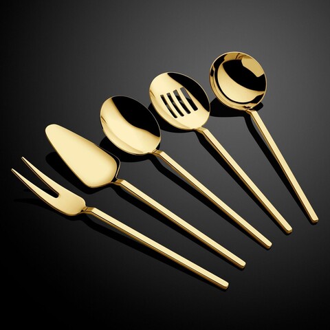 Set ustensile pentru gatit, Hermia, 645DRM1108, Acoperit cu titan PVD, Auriu