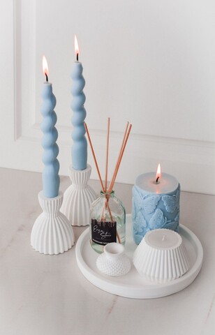 Set de lumanari, Ers1240, Albastru/Alb