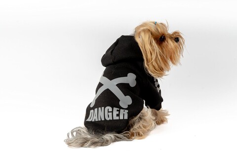 Hanorac pentru câini, Paws & Whiskers, Danger Hoodie, Negru