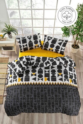 Lenjerie de pat pentru o persoana Single XXL (DE), L'essentiel Maison, Etnik, Negru / Galben / Alb