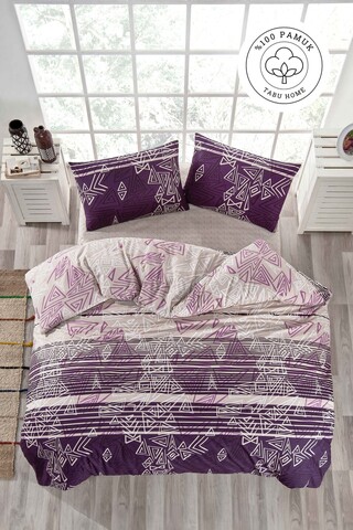 Lenjerie de pat pentru o persoana Single XXL (DE), L'essentiel Maison, Pyramid, Mov/Alb