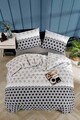 Lenjerie de pat dubla King (FR), 3 piese, L'essentiel Maison, Geometric, Negru / Alb / Gri