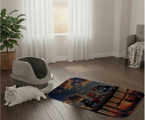 Covoras litiera pentru colectarea granulelor de nisip, Paws & Whiskers, Cat Lıtter Mat 24, Multicolor