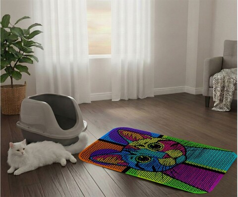 Covoras litiera pentru colectarea granulelor de nisip, Paws & Whiskers, Cat Lıtter Mat 32, Multicolor