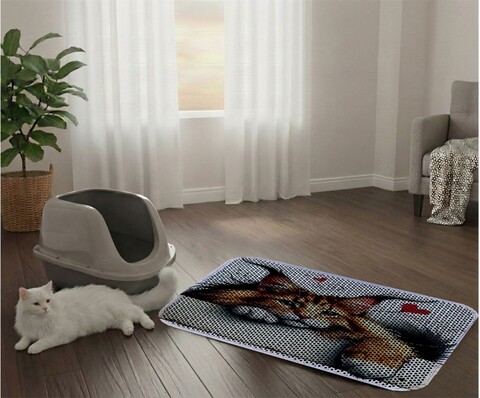 Covoras litiera pentru colectarea granulelor de nisip, Paws & Whiskers, Cat Lıtter Mat 33, Multicolor