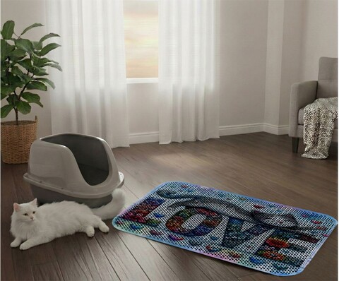 Covoras litiera pentru colectarea granulelor de nisip, Paws & Whiskers, Cat Lıtter Mat 37, Multicolor