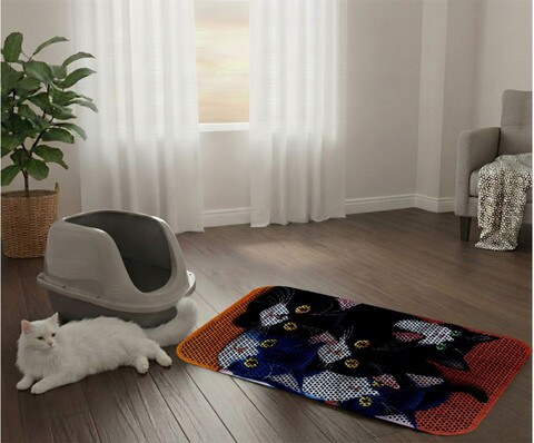 Covoras litiera pentru colectarea granulelor de nisip, Paws & Whiskers, Cat Lıtter Mat 38, Multicolor