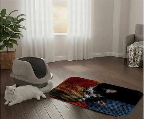 Covoras litiera pentru colectarea granulelor de nisip, Paws & Whiskers, Cat Lıtter Mat 39, Multicolor