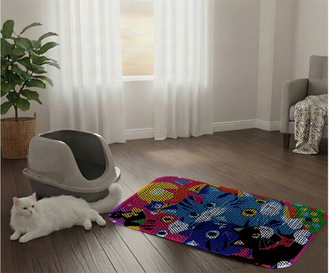 Covoras litiera pentru colectarea granulelor de nisip, Paws & Whiskers, Cat Lıtter Mat 41, Multicolor