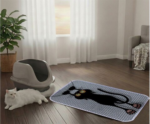 Covoras litiera pentru colectarea granulelor de nisip, Paws & Whiskers, Cat Lıtter Mat 46, Multicolor