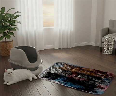 Covoras litiera pentru colectarea granulelor de nisip, Paws & Whiskers, Cat Lıtter Mat 47, Multicolor