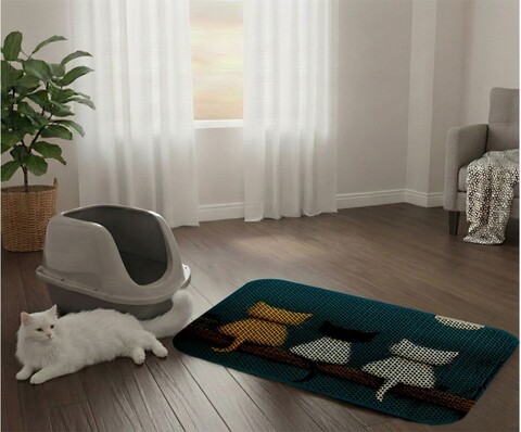 Covoras litiera pentru colectarea granulelor de nisip, Paws & Whiskers, Cat Lıtter Mat 48, Multicolor