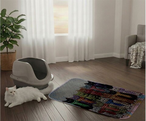 Covoras litiera pentru colectarea granulelor de nisip, Paws & Whiskers, Cat Lıtter Mat 54, Multicolor