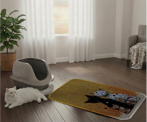 Covoras litiera pentru colectarea granulelor de nisip, Paws & Whiskers, Cat Lıtter Mat 55, Multicolor