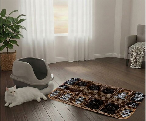 Covoras litiera pentru colectarea granulelor de nisip, Paws & Whiskers, Cat Lıtter Mat 56, Multicolor