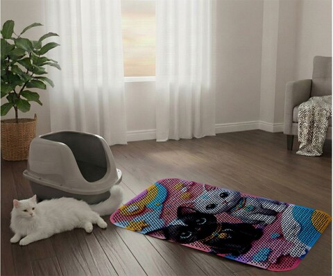 Covoras litiera pentru colectarea granulelor de nisip, Paws & Whiskers, Cat Lıtter Mat 61, Multicolor
