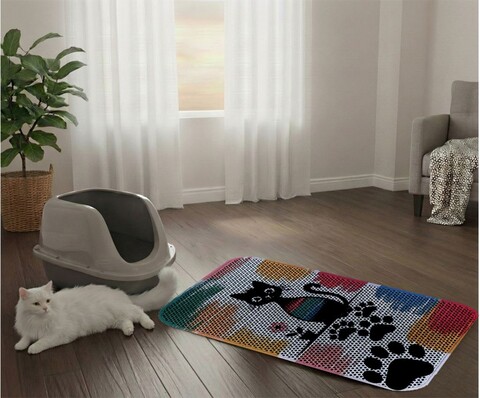 Covoras litiera pentru colectarea granulelor de nisip, Paws & Whiskers, Cat Lıtter Mat 68, Multicolor