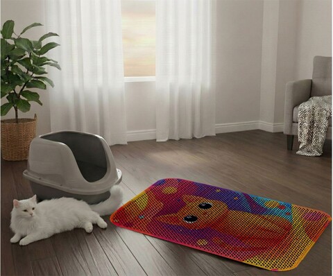 Covoras litiera pentru colectarea granulelor de nisip, Paws & Whiskers, Cat Lıtter Mat 69, Multicolor