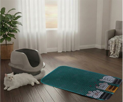 Covoras litiera pentru colectarea granulelor de nisip, Paws & Whiskers, Cat Lıtter Mat 71, Multicolor