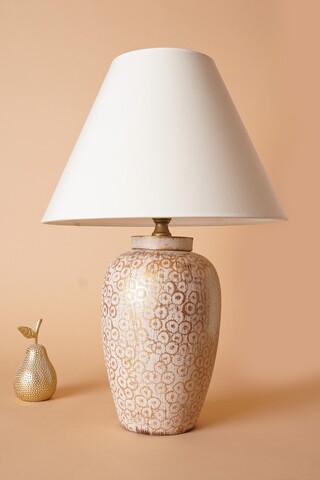 Lampa de masa, Opviq, 687HMY2284, Alb/Auriu