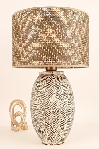 Lampa de masa, Opviq, 687HMY2351, Maro / Crem / Stejar