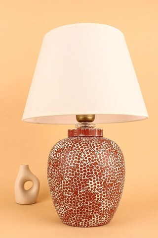 Lampa de masa, Opviq, 687HMY2380, Tigla Roșu/Alb