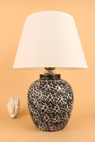 Lampa de masa, Opviq, 687HMY2381, Alb/Negru