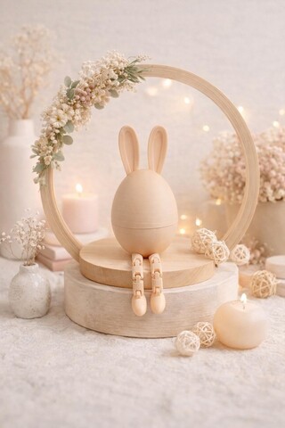 Decoratiune, Easter Egg, 6x14 cm, Crem