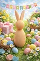 Decoratiune, Easter Bunny, 6x17 cm, Crem
