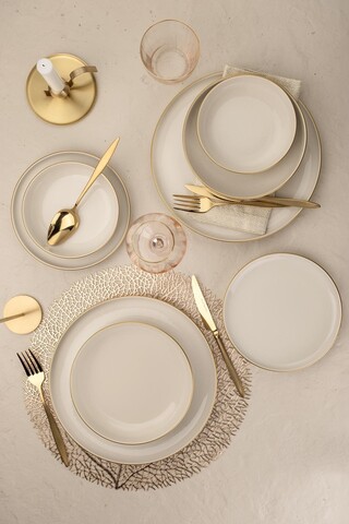 Serviciu de masa, Hermia, 710KTP3659, Farfurie adâncă: 20 cm (2 bucăți), Crem