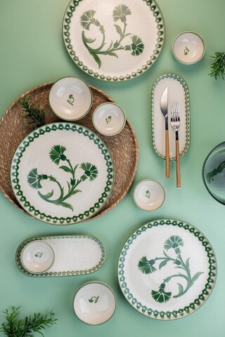 Set de mic dejun, Hermia, 710KTP3702, Bol Joker: 10 cm (2 bucăți), Crem / Verde