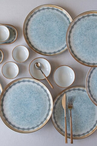 Set de mic dejun, Hermia, 719KTP9889, Bol Joker: 10 cm (2 bucăți), Alb / Albastru / Cămilă