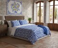Lenjerie de pat pentru o persoana Single XXL (DE), 2 piese, L'essentiel Maison, Linza, Albastru inchis/Alb