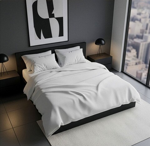 Lenjerie de pat dubla Super King (FR), 3 piese, L'essentiel Maison, White, Alb