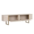 Comoda TV, Nordure, Onera, 180x50x30 cm, Travertin / Auriu