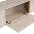 Comoda TV, Nordure, Onera, 180x50x30 cm, Travertin / Auriu