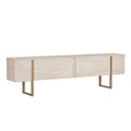 Comoda TV, Nordure, Onera, 180x50x30 cm, Travertin / Auriu