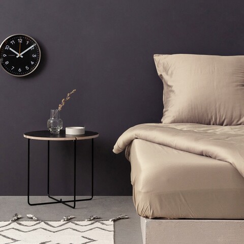 Cearceaf de pat cu elastic Satin Double (FR) (IT) (ES) DE), L'essentiel Maison, De Beige, Bej