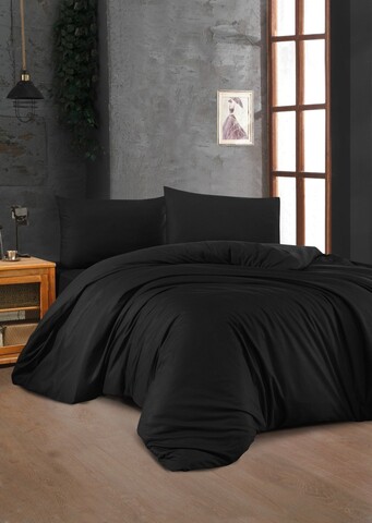 Lenjerie de pat dubla (FR), L'essentiel Maison, Black, Negru