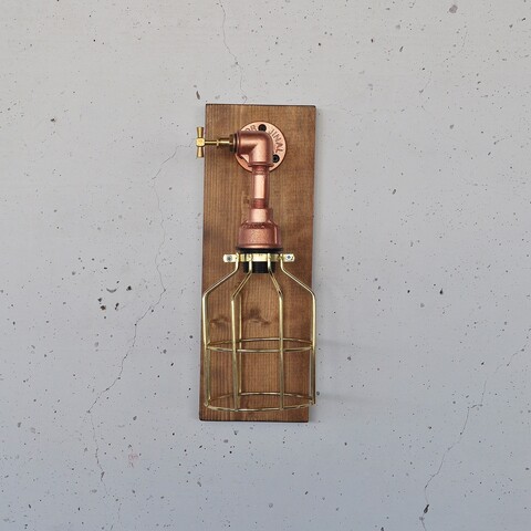 Aplica de perete, Opviq, 791EVL1609, Lemn / Auriu roz