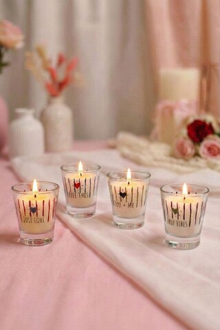 Set de lumanari, Retro Love, Roșu / Albastru / Verde / Negru