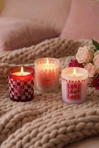 Set de lumanari, Love, Roșu / Roz / Alb