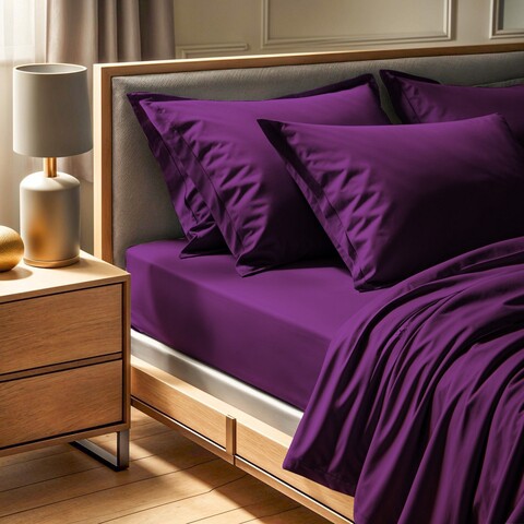 Cearceaf de pat cu elastic Ranforce Super King (FR) (IT) (ES) (DE), L'essentiel Maison, Tonne Viole, Mov