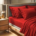 Cearceaf de pat Ranforce King, L'essentiel Maison, Tonne Orage, Rosu