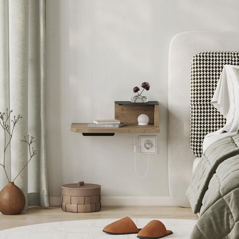 Noptiera, Hanah Home, Luno, 40x16.2x30 cm, Stejar