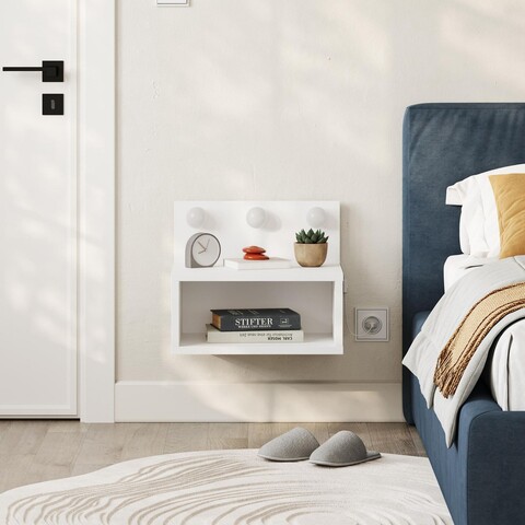 Noptiera, Hanah Home, Treo, 40x33.8x30 cm, Alb